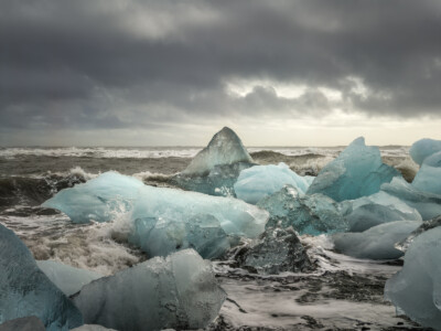 Ice cubes on the beach. 2017 Iceland
