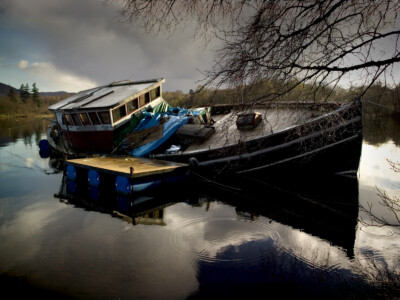 Sunken ship in Loch Ness. 2004 Scotland
