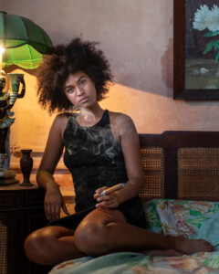 Lupe smoking a Behike. 2018 Cuba